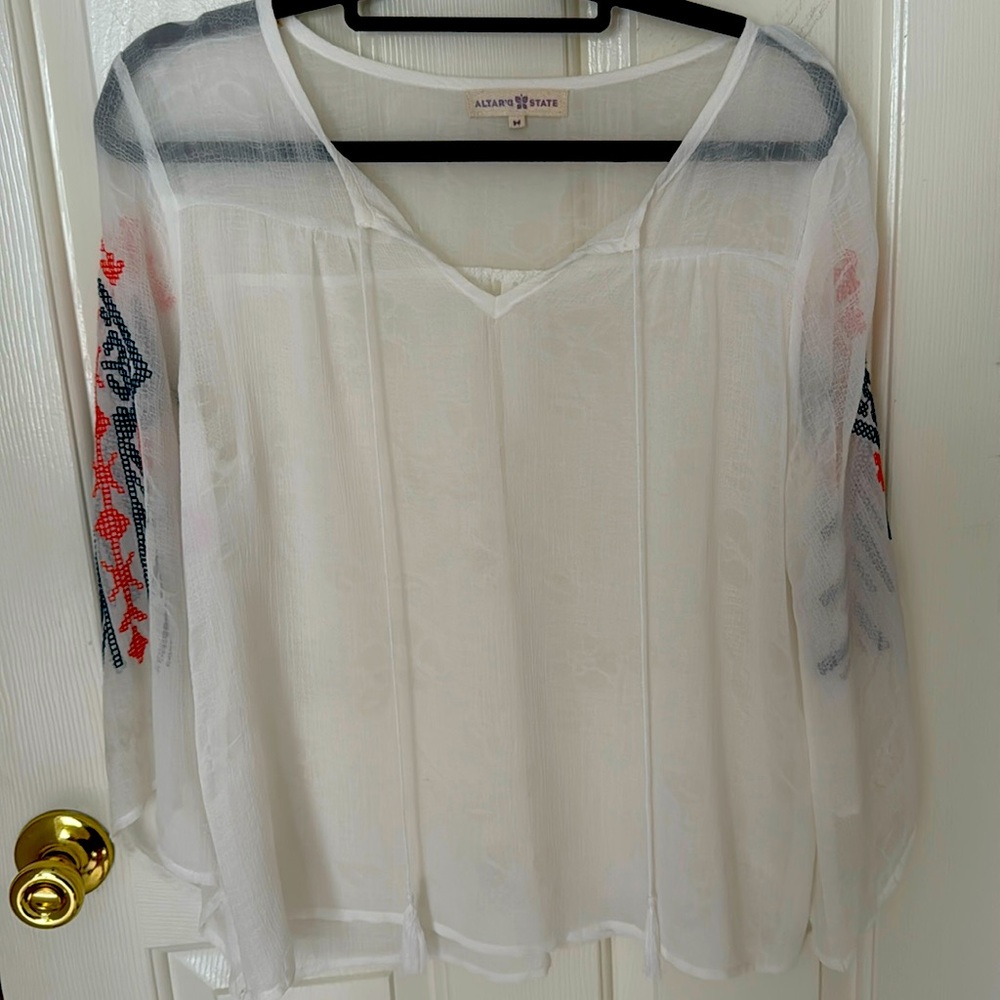 Altar’d State embroidered sheet blouse